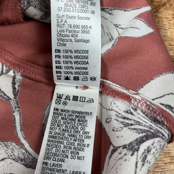 Roxy Floral Wrap Dress Cap Sleeves Womens 4 Waist Tie Mauve Indie Low Neckline - Picture 13 of 15